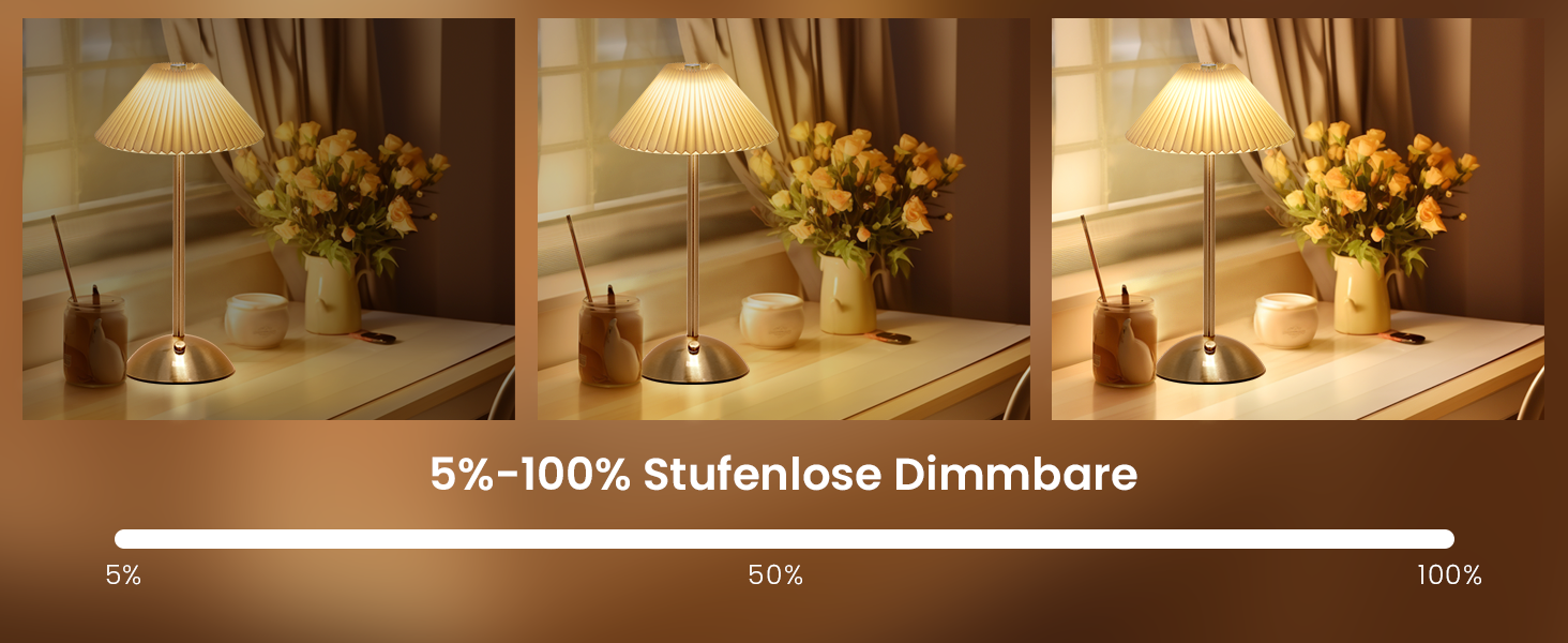 Світлодіодна настільна лампа Starnearby бездротова, з сенсорним димером, акумуляторна, 3 режими світла, вінтажний дизайн, металева, для спальні, офісу, тумбочки (Бежева + Коричнева основа)