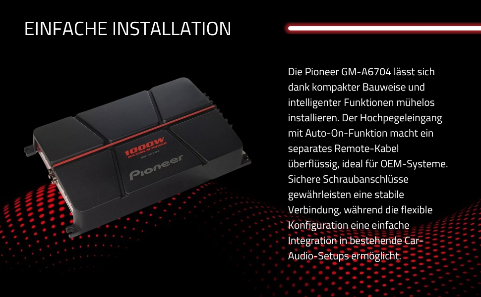 Автомобільний підсилювач Pioneer GM-A6704, 2/3/4-канальний, 1000 Вт, чорний