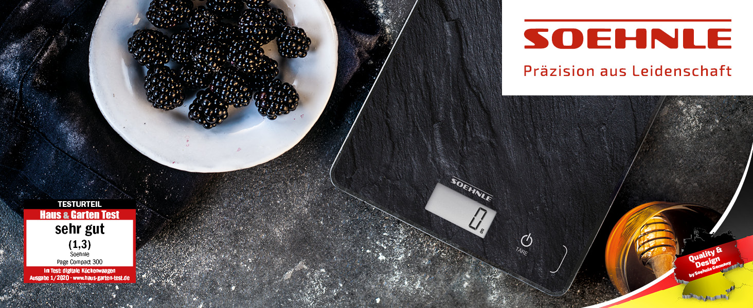 Кухонні ваги Soehnle Page Compact білі, цифрові ваги до 5 кг, LCD дисплей, функція тарування