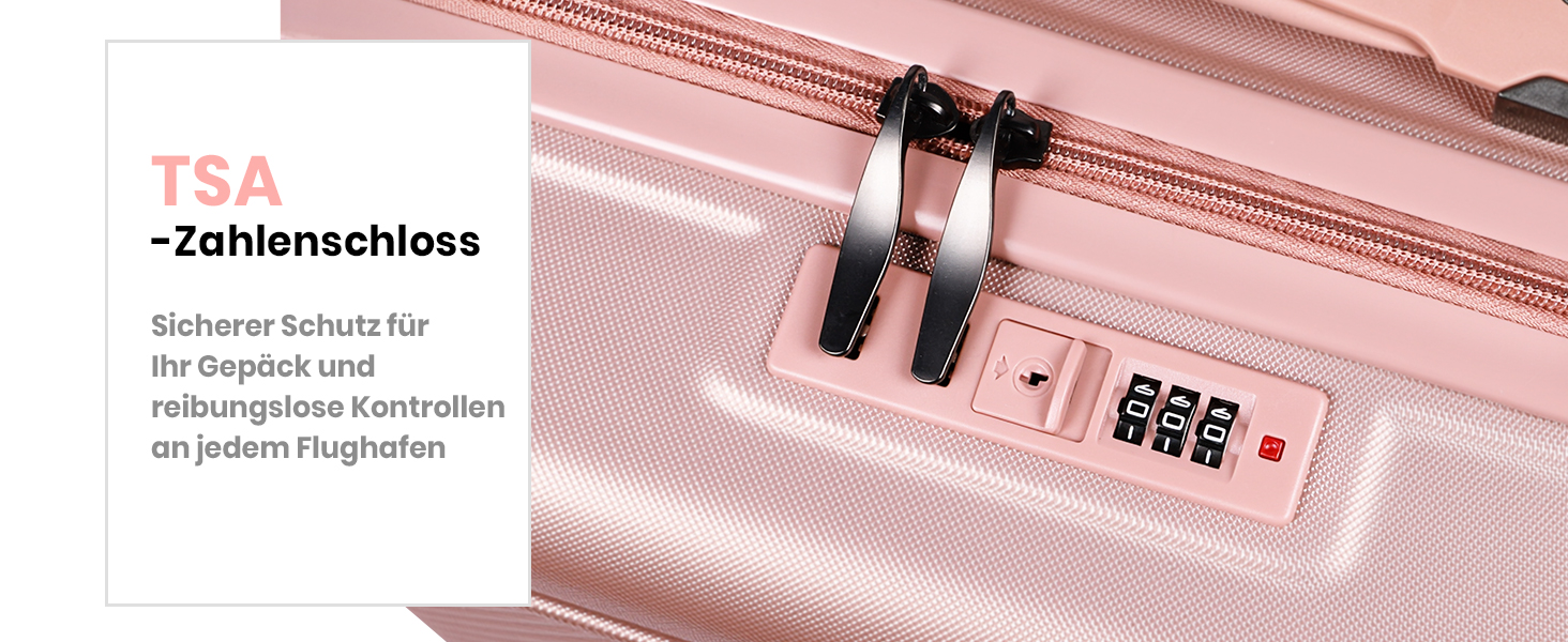 Набір валіз Tavoxda 3 шт. з TSA-замком, розкладний телескопічний ручка, великі валізи, набір для подорожей (1 шт, рожеве золото)