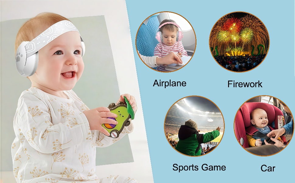 Навушники для захисту слуху дитини, 25db, сірі. Захист від шуму, шумопоглинання, для дітей до 36 місяців, ідеально для повсякденного використання та подорожей