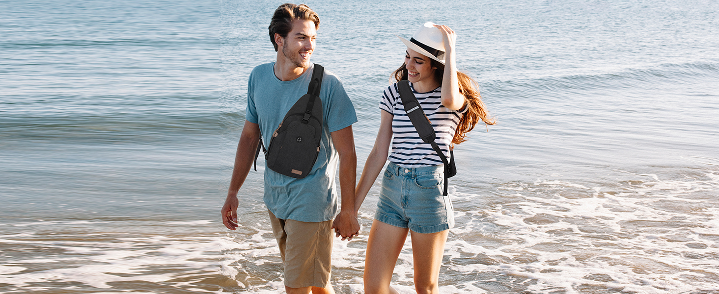 Чоловіча нагрудна сумка Brusttasche з канвасу, водонепроникна, антикрадіжна, для подорожей, туризму та спорту, чорного кольору