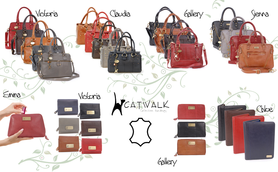 Сумка-косметичка Catwalk Collection Emma чорного кольору, середнього розміру, з натуральної шкіри для ручної сумки