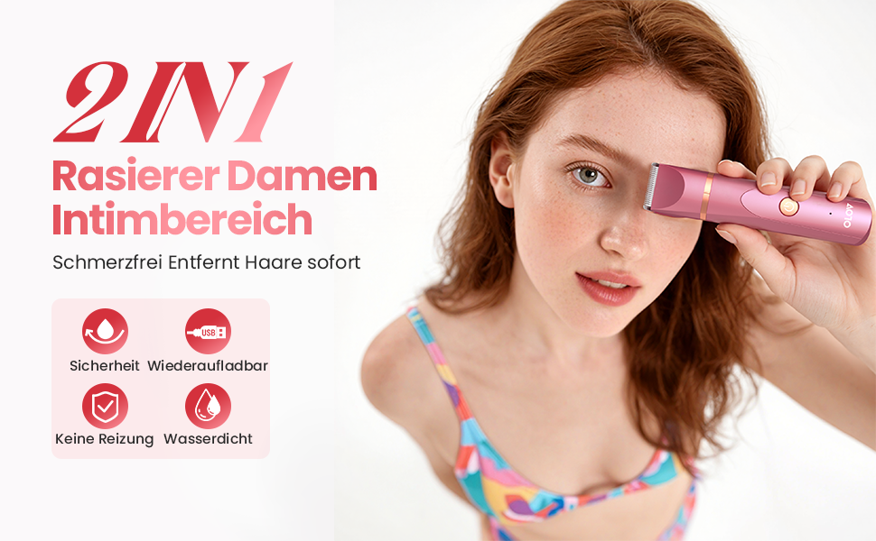 Електричний жіночий епілятор для тіла та обличчя, для інтимної зони, мокрий/сухий, з USB-зарядкою, рожевий