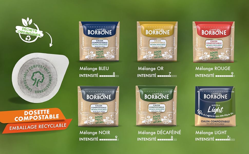 Кавові пади Caffè Borbone Blaue Mischung (Синя суміш), сумісні з ESE системою, 44 мм, 50 шт, біорозкладні