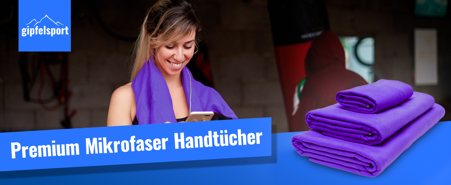 Набір мікрофібрових рушників Gipfelsport для сауни, фітнесу, спорту та пляжу. Розмір S: 80x40 см, фіолетовий (2 шт.)