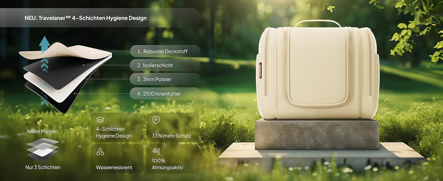 Чоловіча/жіноча/дитяча дорожня косметичка-органайзер Traveaner, 7 відділень, 3-в-1, XXL, водовідштовхувальна, кремово-бежева