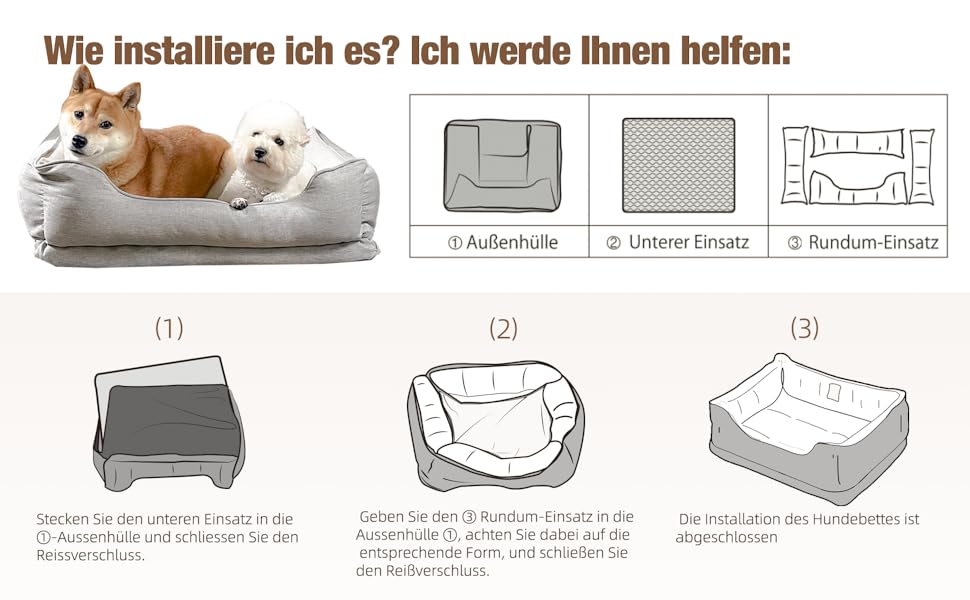 Ортопедичний лежак для собак та котів, сірий, 75x62x25 см. Лежак для собак середніх та маленьких порід, миючий, знімний, м'який, стійкий до укусів