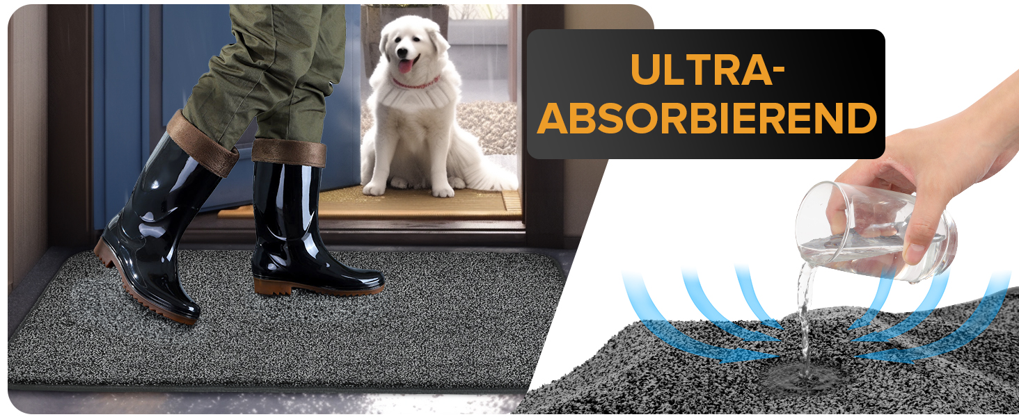 Килимок для входу Mibao SoftStep Luxus 60x90 см - чорний, антиковзкий, вологопоглинаючий, для дому та коридору, машинне прання