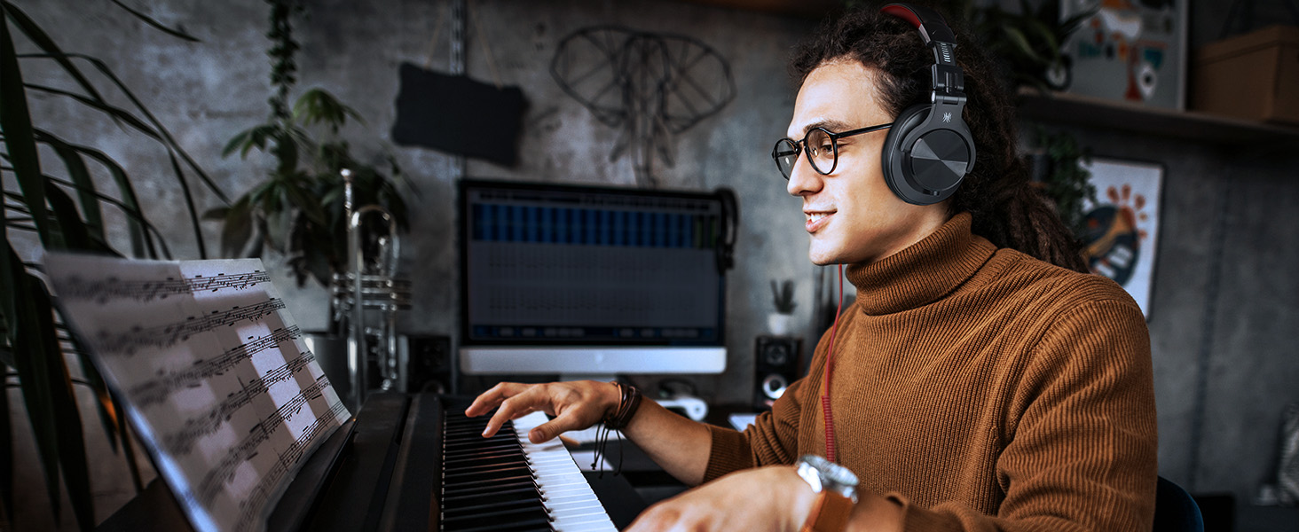 OneOdio A71: Професійні навушники Over-Ear для DJ та студійної роботи, з кабелем, Share Port, червоний