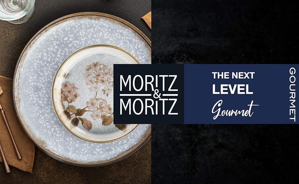 Moritz & Moritz Blossom 18-Piece Dinnerware Set - Elegant Porcelain Dinner Set for 6 - Includes Dinner Plates, Dessert Plates, and Soup Plates