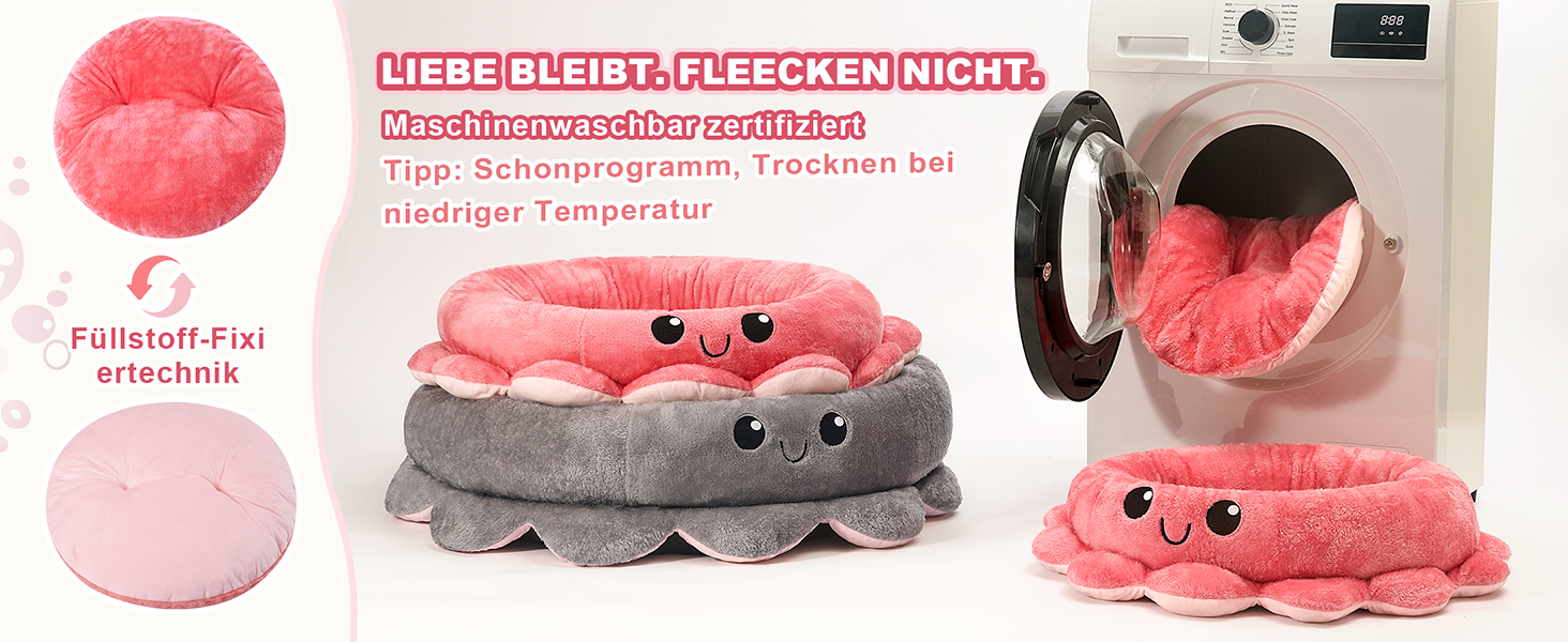 Кругле ліжко для собак та котів XL, рожево-червоне, Boho стиль, з м'яким знімним подушечкою, ліжко-антистрес для великих собак