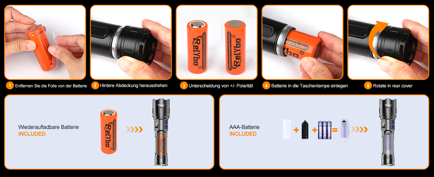 LED ліхтар на акумуляторі XHM90.2 - 500000 люмен, тактичний ліхтар, 2 режими, регулювання яскравості, чорний