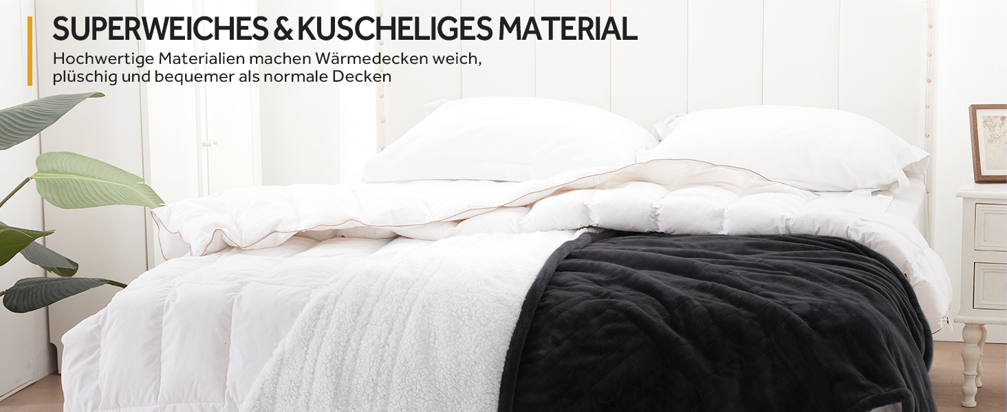 Електрична ковдра Warmrest 130x180 см, сіра, фланель-шерпа, 6 температурних режимів, таймер, захист від перегріву, пральна машина