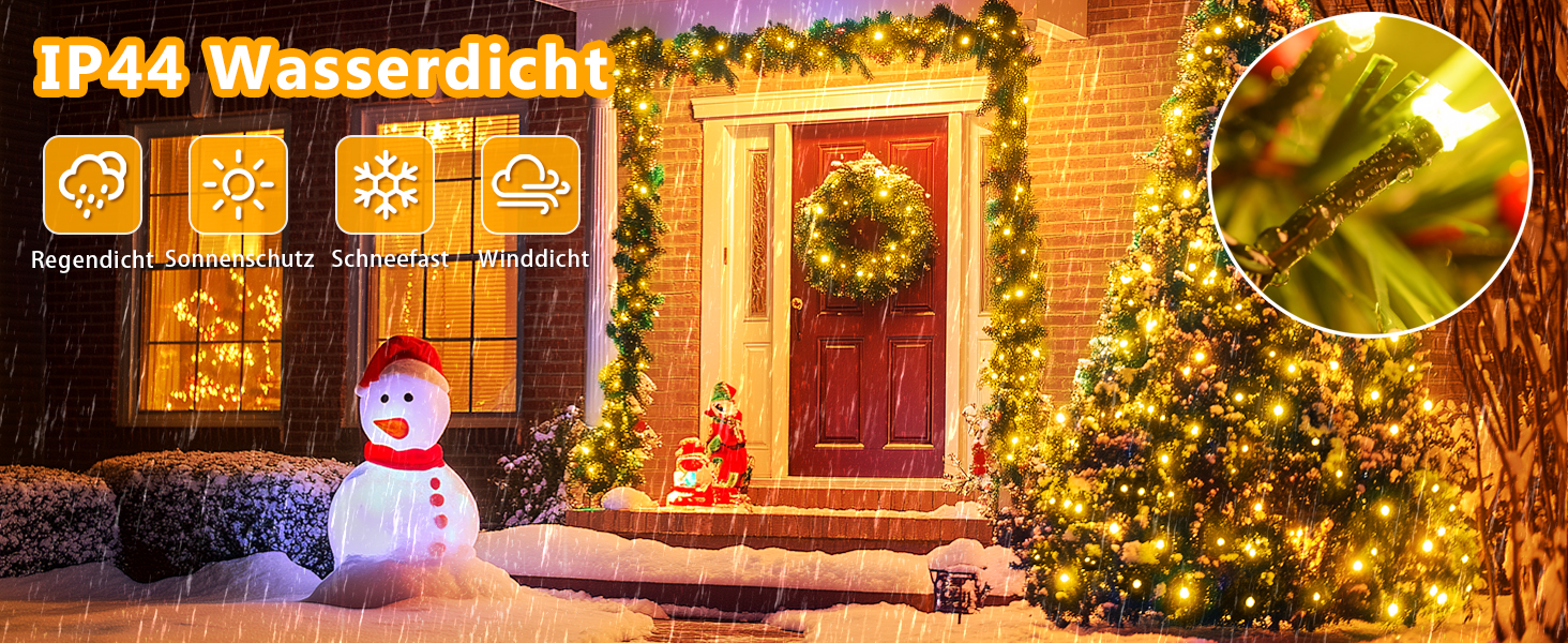 LED гірлянда на батарейках/USB, 10м, 100 світлодіодів, тепле біле світло, з таймером, вологостійка, для декору на Різдво, весілля, вечірки, балкону, саду