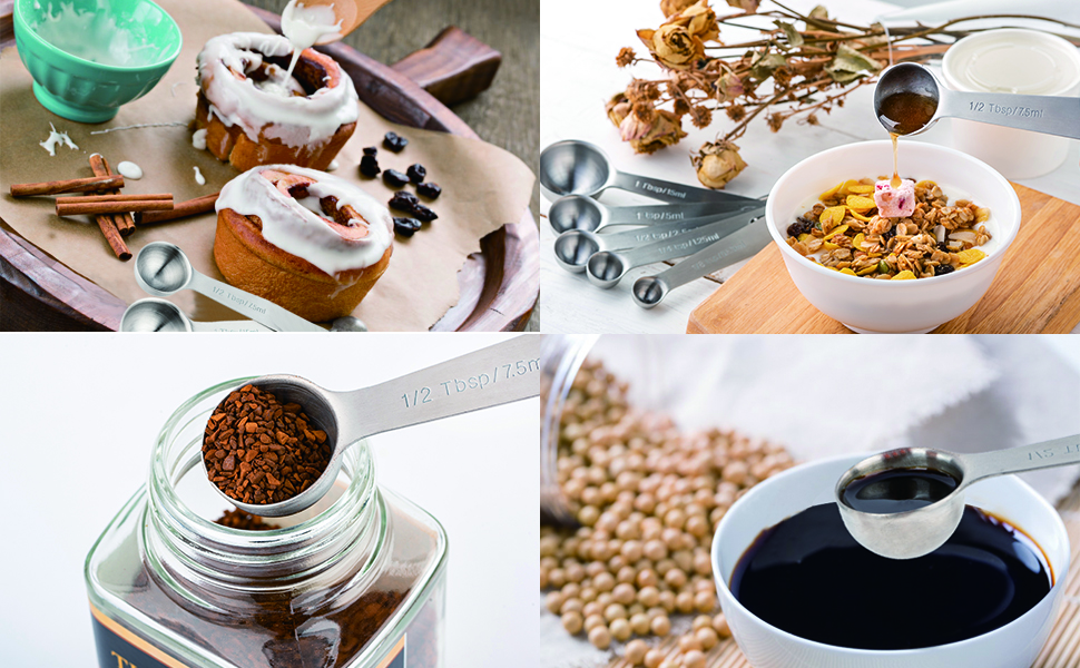 Набір мірних ложок з нержавіючої сталі Merecho (6 шт.) - для випічки, сухої їжі та рідини