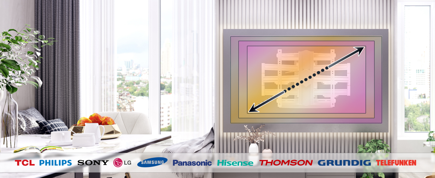 Кріплення для телевізора RICOO S9564: універсальний настінний тримач для телевізорів 40-85 дюймів (VESA 600x400, до 45 кг) з можливістю повороту та нахилу