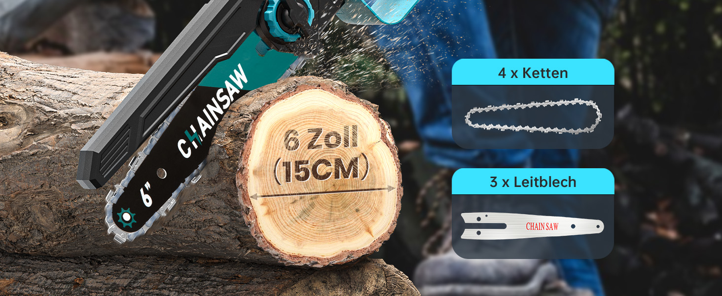 Акумуляторна міні-пила 8000mAh, безщіткова акумуляторна ланцюгова пила 6 дюймів, пила для гілок з автоматичним змащенням, 2 акумулятори 4000mAh, ручна акумуляторна пила сумісна з акумуляторами Makita 18V для різання деревини