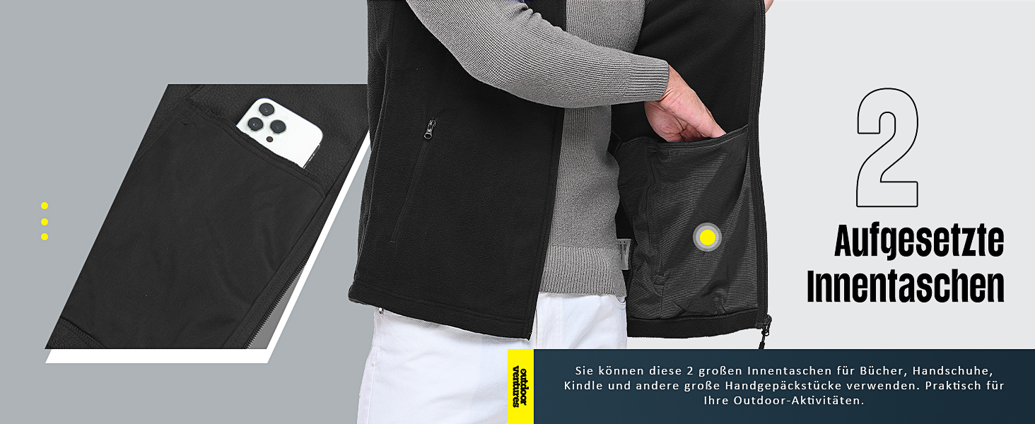 Флісова жилетка чоловіча Outdoor Ventures з довгими рукавами, тепла, вітронепроникна, з підкладкою, зимова жилетка, робоча жилетка для чоловіків з кишенями на блискавці (XL, Dim Gray)