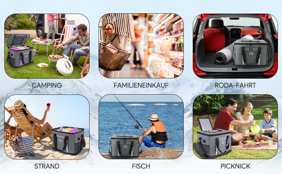 Сумка-холодильник INSMEER 48L: велика, містка, для пікніків, кемпінгу та пляжу (темно-сірий)