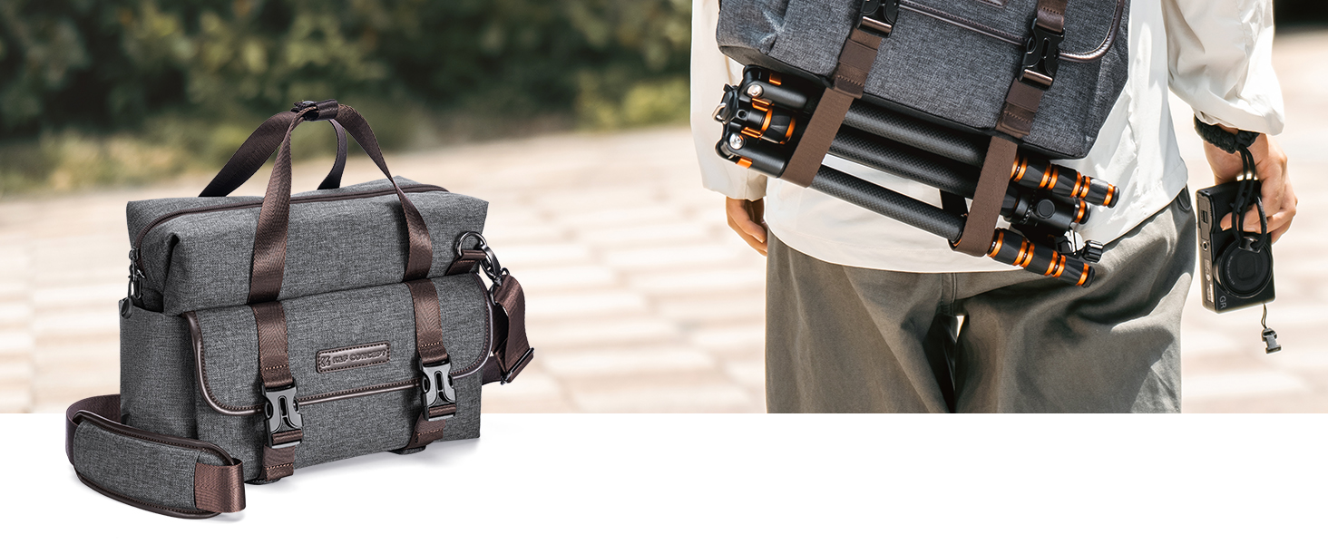 Сумка для камери K&F Concept, фотосумка для DSLR/SLR, сумка для фотографа з відділеннями для об'єктивів та аксесуарів, сіра