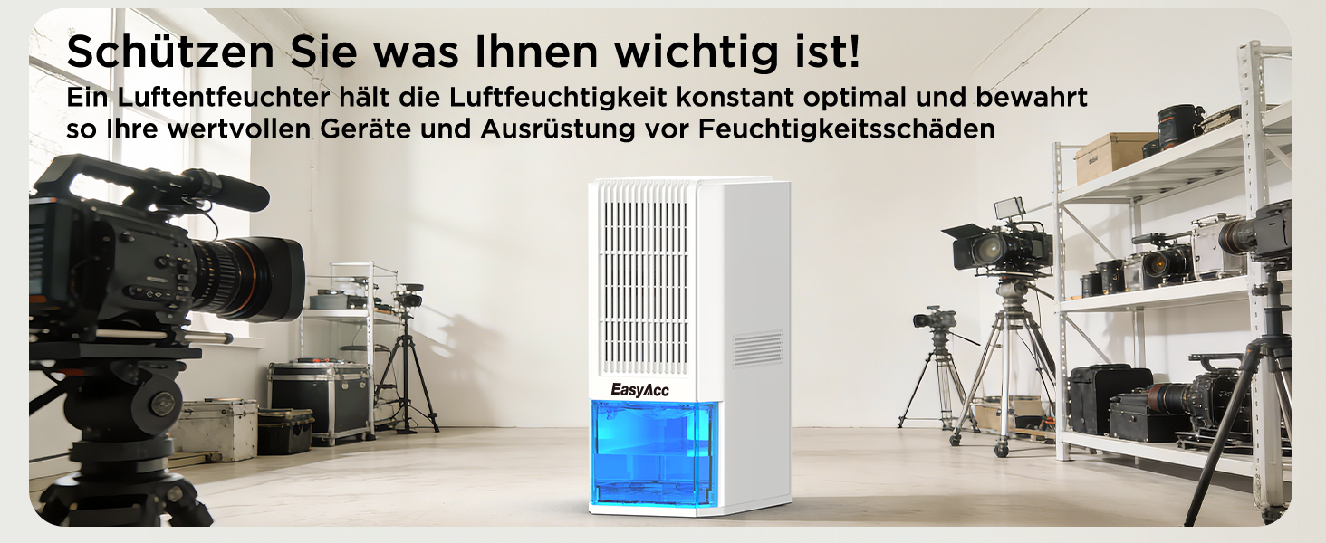 EasyAcc Електричний осушувач повітря 1200 мл, енергозберігаючий, тихий, портативний, з автовимкненням та режимом сну. Ідеально для офісу та дому (2000 мл, кремовий)