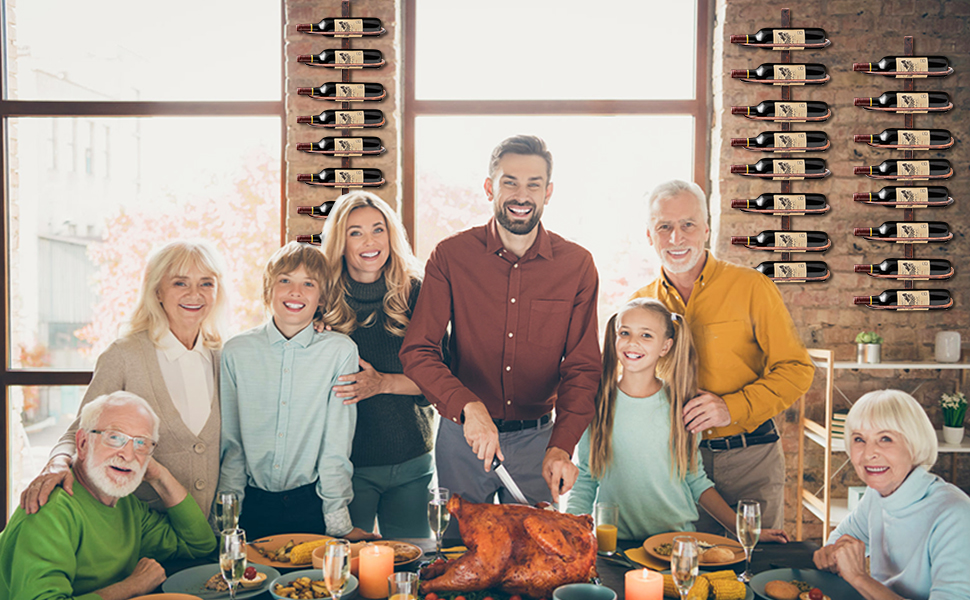Настінна вітрина для вина з металу на 8 пляшок, металевий вітринний стеллаж для вина