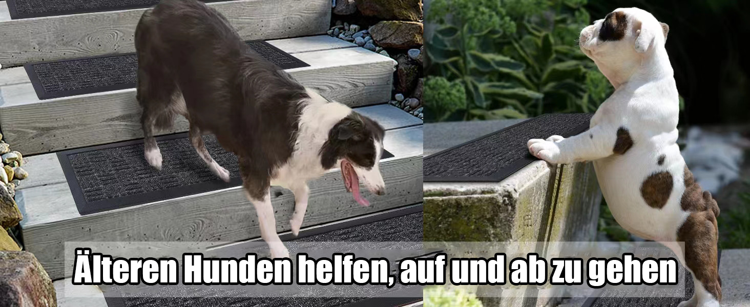 Гумові килимки на сходи зовнішні Aucuda, 6 шт., 76x22 см, сірі, антиковзкі, вологостійкі, теплоізоляційні для вулиці