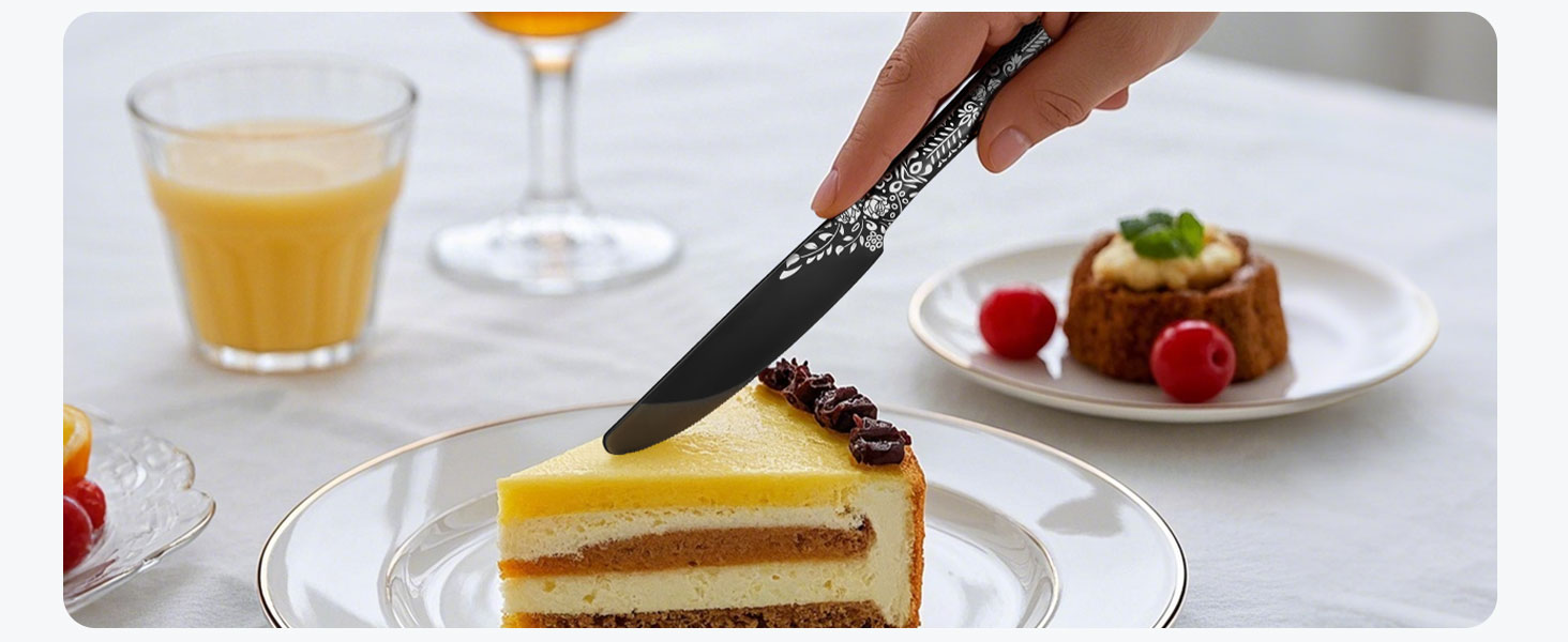 Набір столових приборів HONKKU, 36 предметів, чорний, нержавіюча сталь, з набором ножів для стейка, для 6 осіб