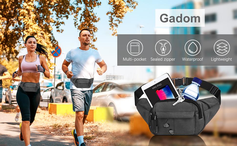 Водонепроникна поясна сумка - поясний ремінь для жінок та чоловіків, підходить для походів, кемпінгу, їзди на велосипеді та подорожей (Сірий Big)