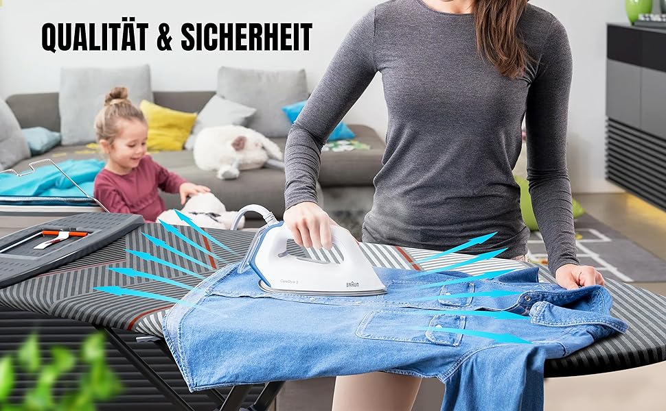 Прасувальна дошка DEVEÇİOĞLU 156x45 см з чохлом 140x40 см, для парогенераторів, складна, ідеальна як настільна прасувальна дошка