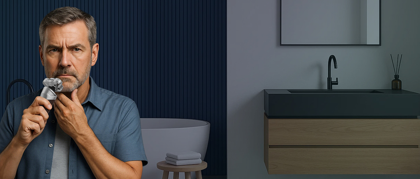 Електричний чоловічий бритва VOYOR TX500 5D з LED дисплеєм та бездротовою зарядкою (150 хв)