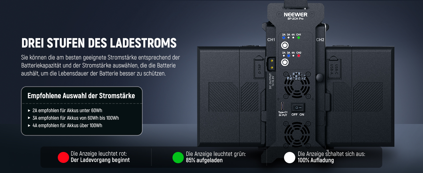 Зарядний пристрій Neewer з 2 каналами V-Mount для камер, BP-2CH Pro