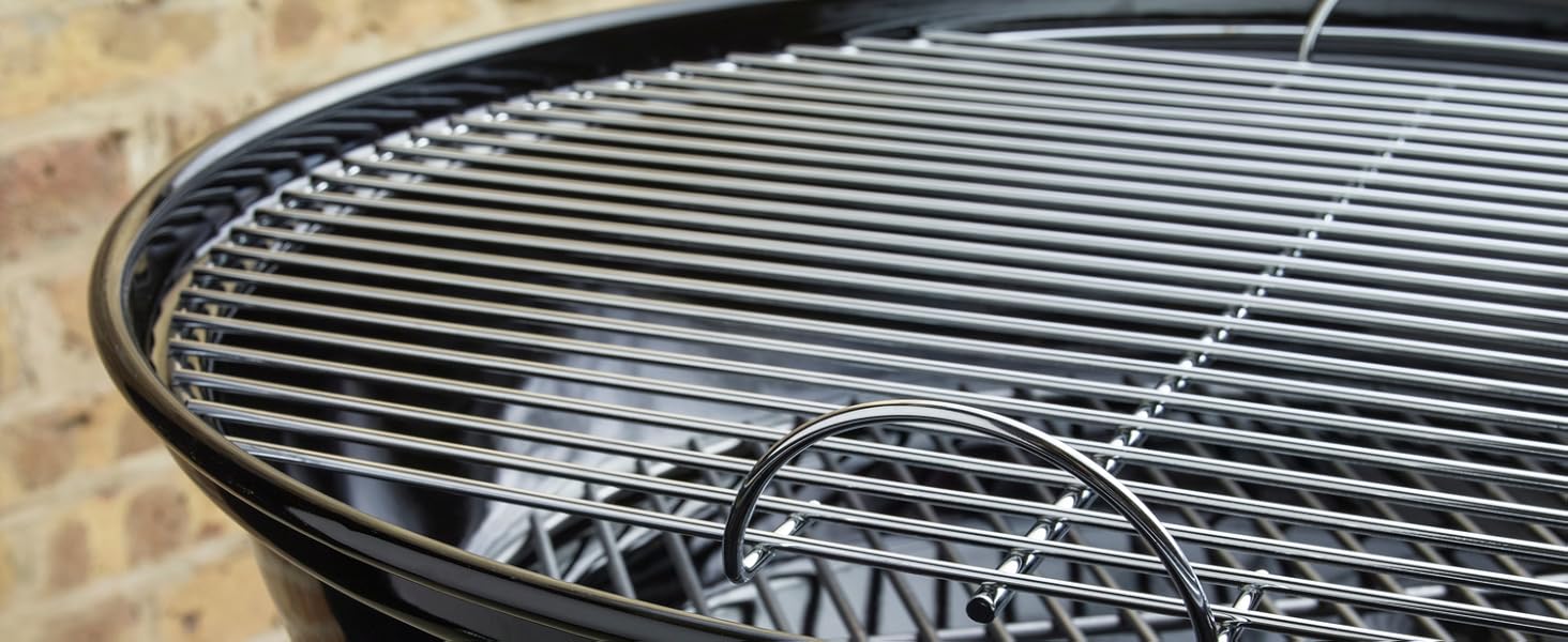 Вугільний гриль Weber Compact Kettle 47 см, порцелянове покриття, на тринозі з колесами, хромована решітка, чорний