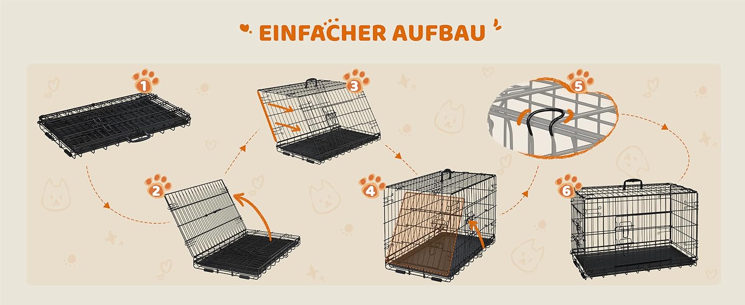 Клітка для собак Yaheetech 90x56x63 см, розкладний вольєр з перегородкою, 2 двері, чорна, для дому та транспортування