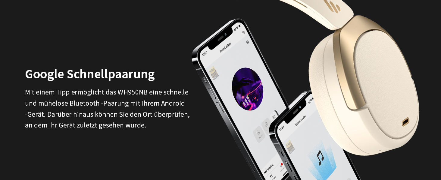 Edifier WH950NB навушники з активним шумозаглушенням: Bluetooth V5.3, LDAC, Hi-Res Audio, 55 годин роботи, складна конструкція, білий колір