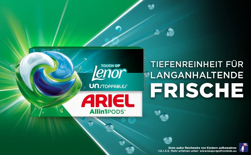 Капсули для прання Ariel All-in-1 PODS Universal+, Touch of Lenor Unstoppables, для глибокого очищення та тривалої свіжості, 76 шт.