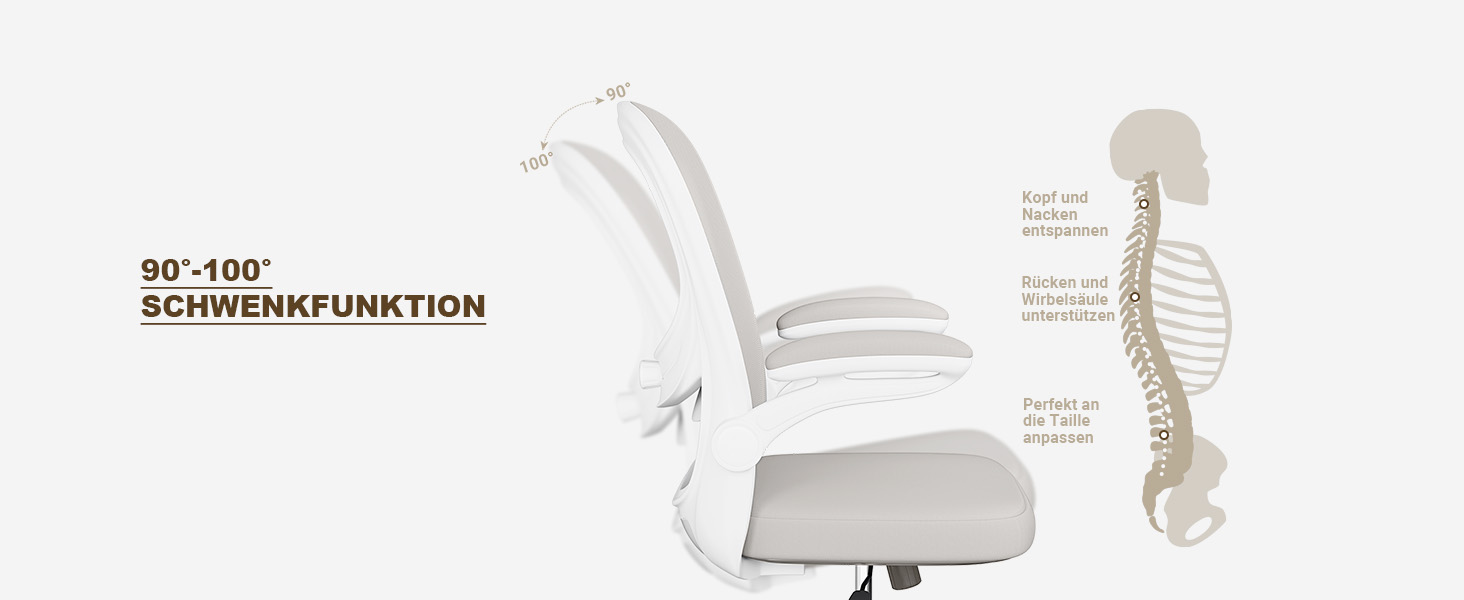 Офісний стіл ергономічний, комп'ютерний стілець з 4D поперековою підтримкою, регульовані підлокітники, сітчаста спинка, відповідає EN12520, сірий бежевий