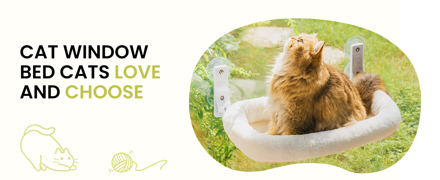MEWOOFUN Large Cat Hammock Window with Removable Thick Cover - Foldable, Stable, 4 Strong Suction Cups, Holds 18kg (White, M)