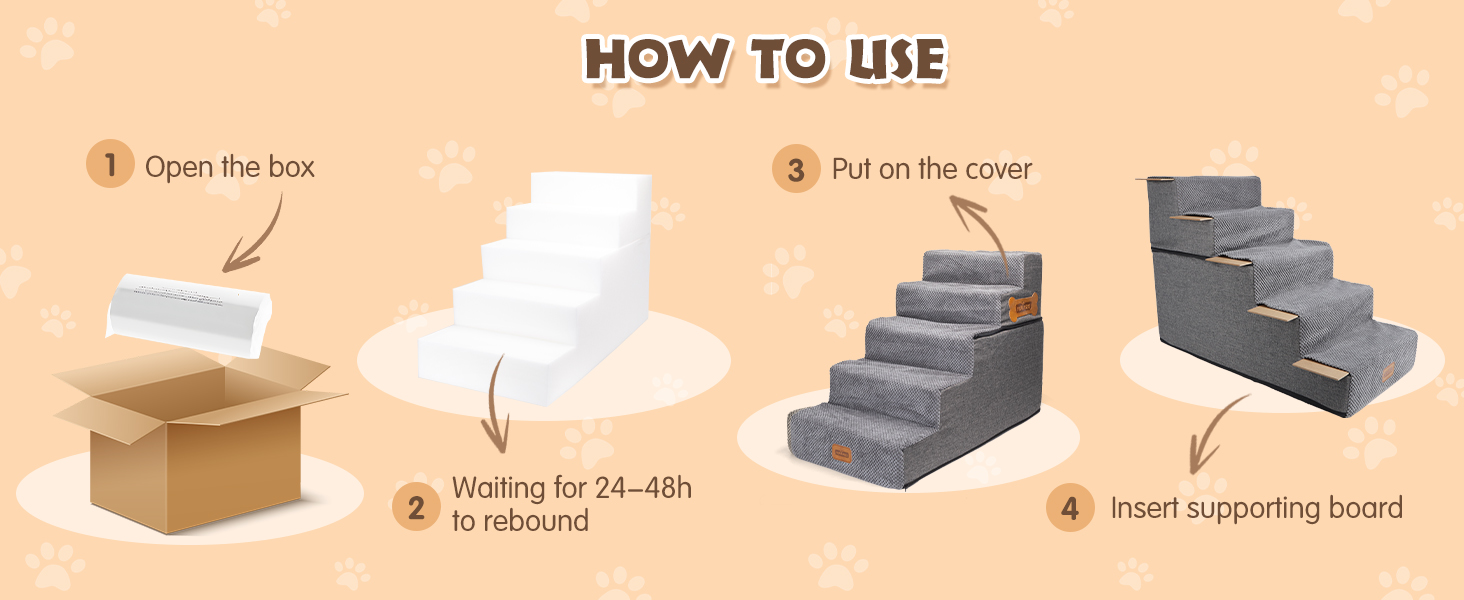 Сходинки для собак Nobleza – 3 та 5 сходинок, пандус для тварин, килимок для видалення ворсу, для собак та котів