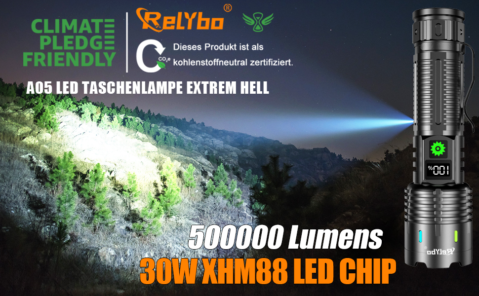 Ліхтар LED акумуляторний тактичний, 500000 люмен, USB, 5 режимів, з чохлом, для кемпінгу та надзвичайних ситуацій, чорний