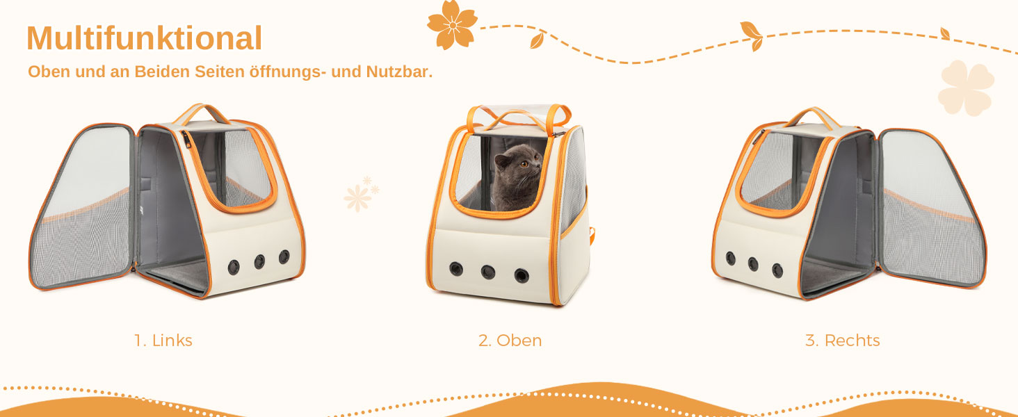 Рюкзак для кота/собаки, складаний, з вентиляцією, оранжево-білий