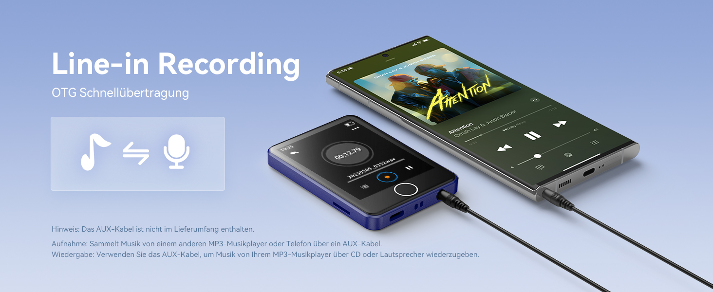 MP3 плеєр GPTEK з Bluetooth 5.3, 2.8