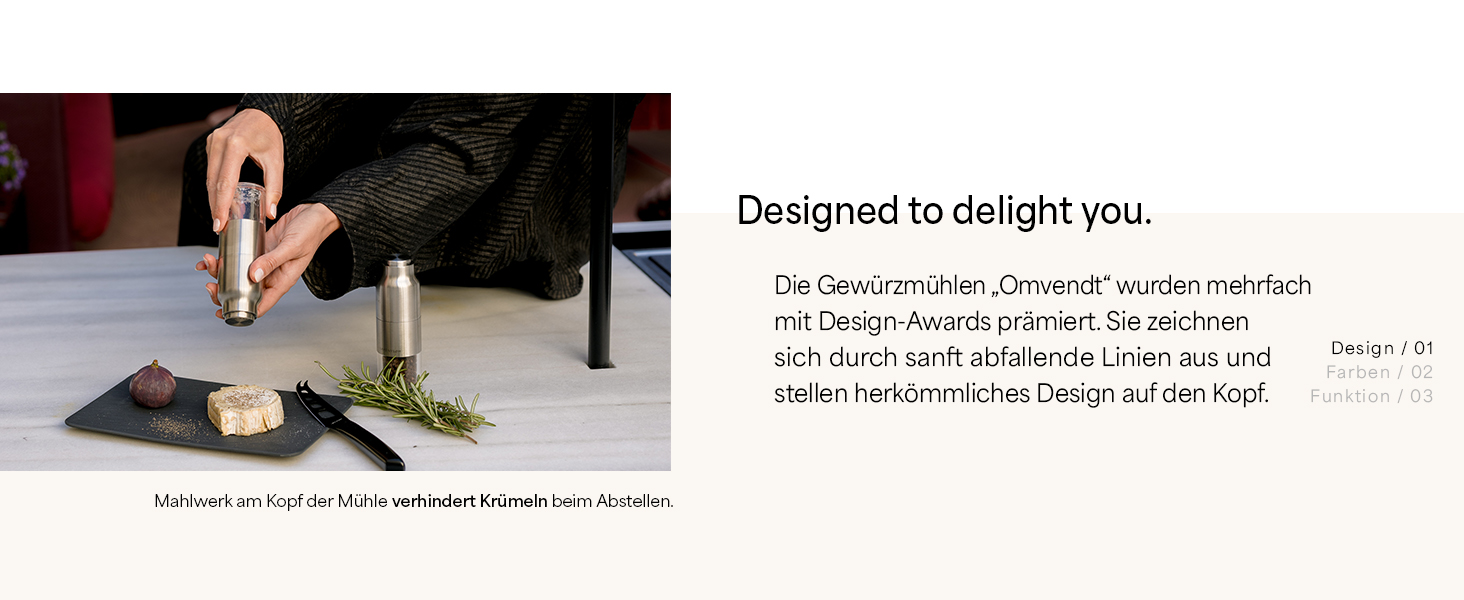 Набір для мелення солі та перцю LARS NYSØM з регульованим керамічним жорном | Набір з 2 мельниць з нержавіючої сталі (Коричневий/Бежевий)