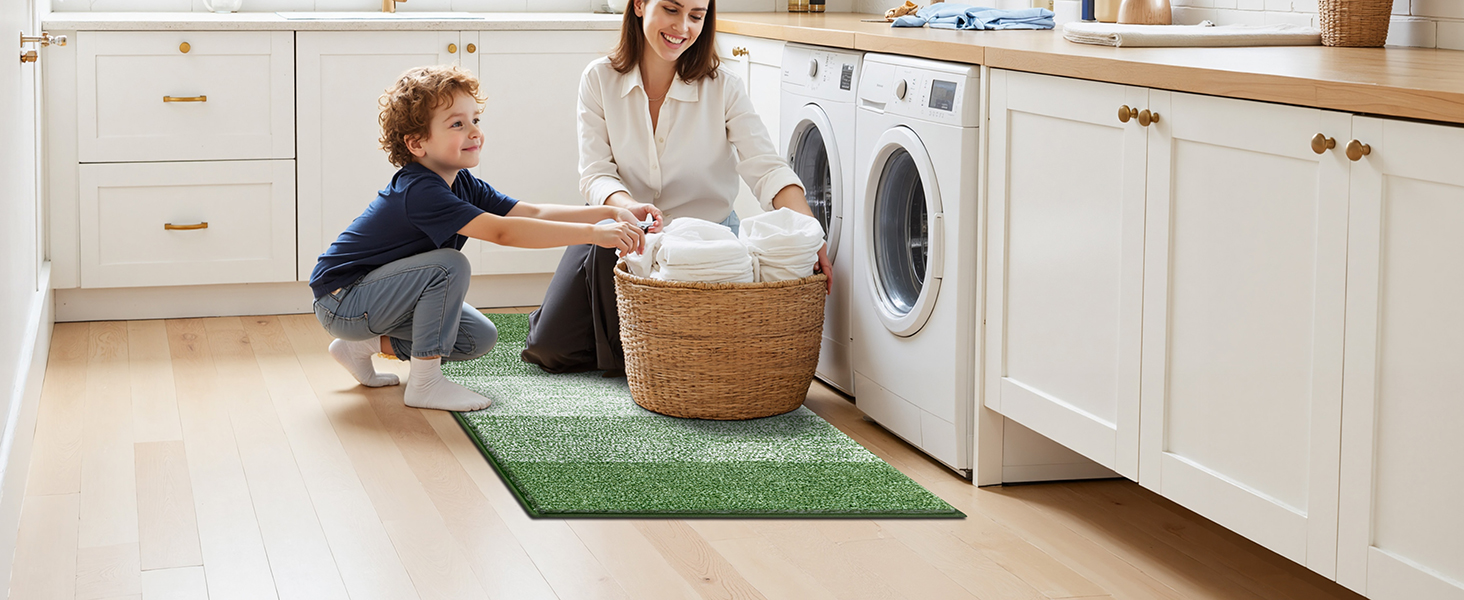 Килимок для дому та ванної кімнати SHACOS, 80 x 120 см, зелений. Антиковзка, швидковисихаюча, для входу та ванної кімнати