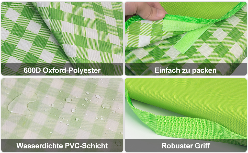 Плед для пікніка Reakoo 200x300 см, водонепроникний килим для пляжу XXL, з ручкою, антипісочний, пральний для кемпінгу, парку, саду