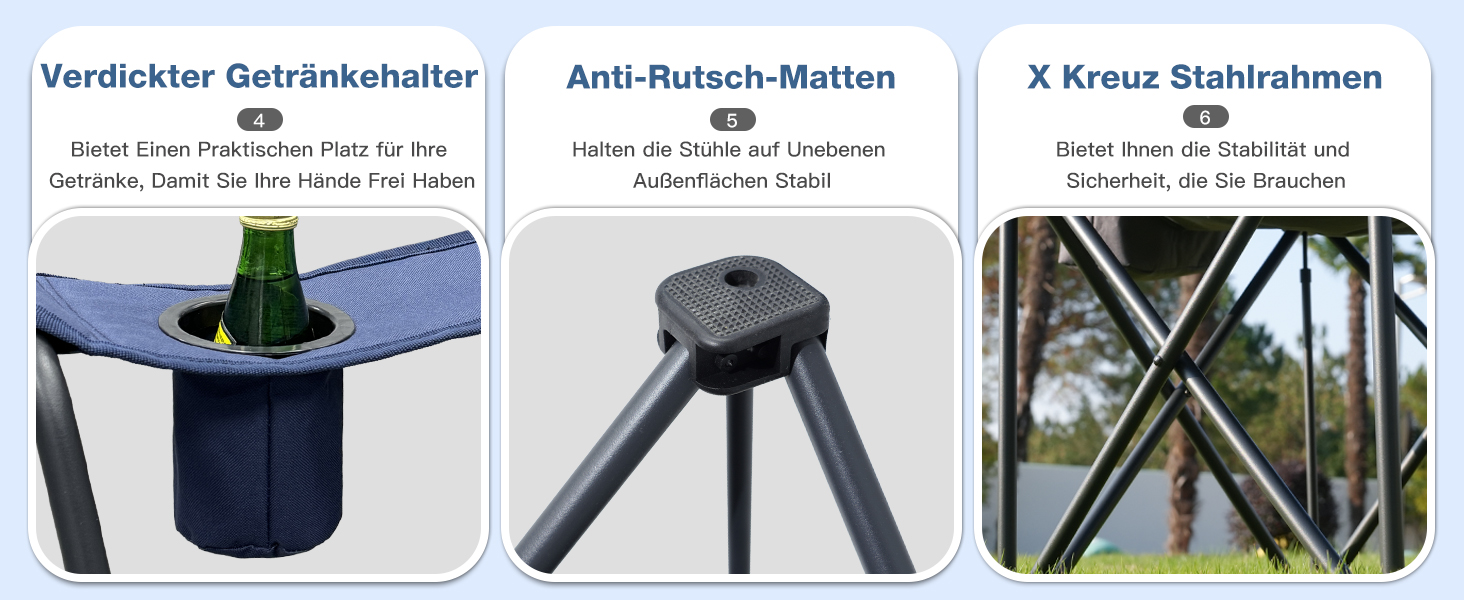 Крісло для кемпінгу складне RELAX FIELD 200KG з підстаканником та сумкою-холодильником, блакитне