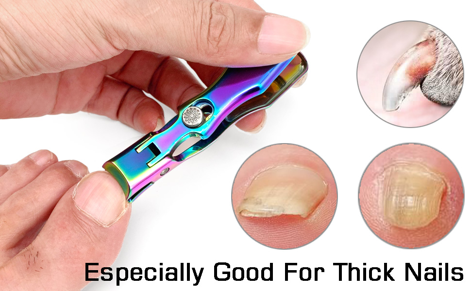 Кусачки для нігтів Zehennagelknipser для товстих нігтів з фіксатором, великим отвором та пилкою, для врослих нігтів, міцні, для дорослих та літніх людей (чорні)