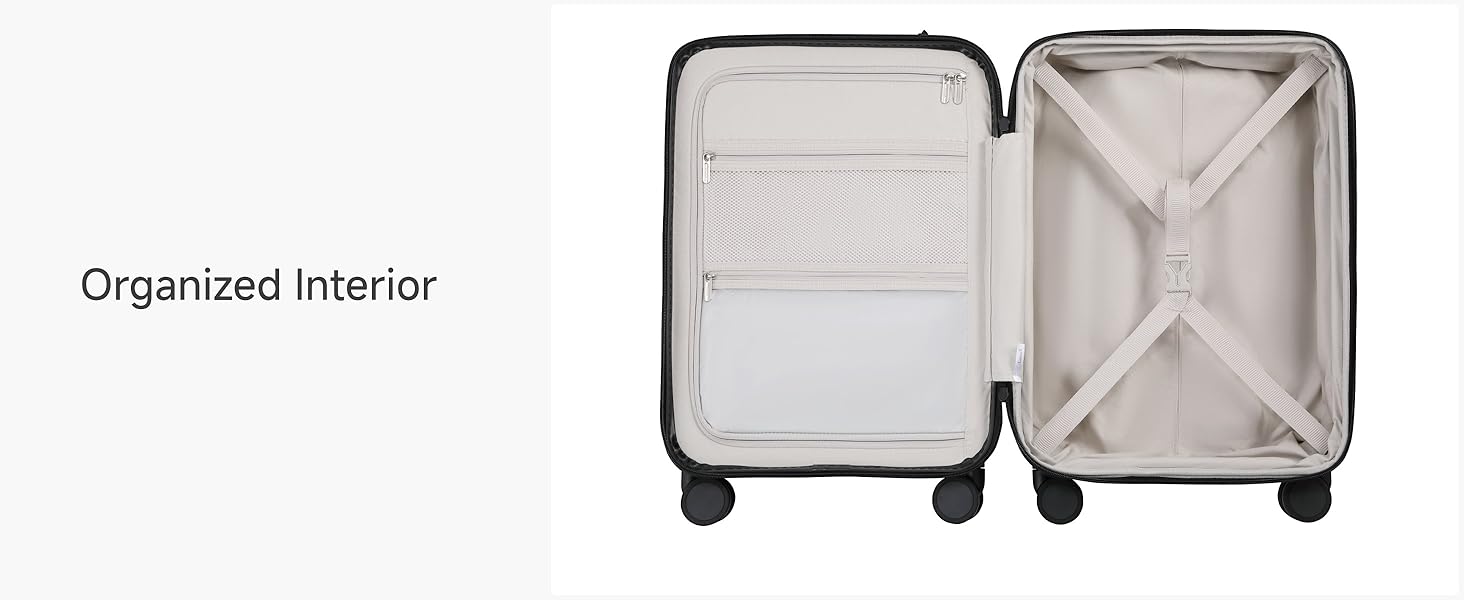 Чемодан-валіза LUGGEX на ручках з відділенням для ноутбука – розширюваний жорсткий валіза з полікарбонату з TSA-замком (Чорний, 56×38×24 см)