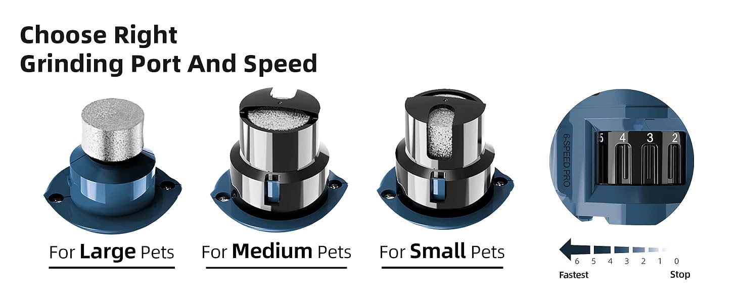 Електричний точилка для кігтів собак Casfuy - 6 режимів, 45 дБ, з LED-підсвіткою, для великих, середніх та малих порід, з захистом від пилу (білий/блакитний)